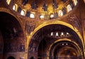 Golden mosaic interior of old St Mark`s Basilica or San Marco, it is top landmark of Venice. Luxury decorations inside Saint Mark`