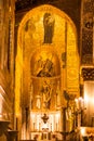Golden mosaic in La Martorana church, Palermo, Italy Royalty Free Stock Photo