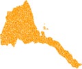 Mosaic Map of Eritrea - Golden Collage of Shard Items in Yellow Colors