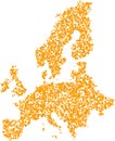 Mosaic Map of Euro Union - Gold Collage of Shard Items in Yellow Tints