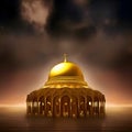 Golden mosque middle in the desert Royalty Free Stock Photo