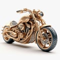 Elaborate 3d Gold Motorcycle With Real Chrome Interior