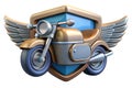 Golden Motorcycle Emblem with Wings and Shield badge Royalty Free Stock Photo