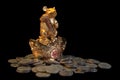 Golden mouse with coins Royalty Free Stock Photo