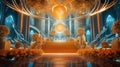 The golden multi-level stage inner view generative AI Royalty Free Stock Photo