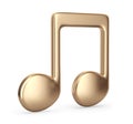 Golden music note. 3D Icon isolated Royalty Free Stock Photo