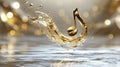 Golden Music Note in Liquid Splash: Abstract 3D Render Royalty Free Stock Photo