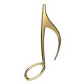 Golden music note. 3D illustration. 3D Icon isolated on white background. Royalty Free Stock Photo