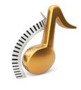 Golden music note and piano keys Royalty Free Stock Photo