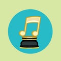 Golden music note trophy flat design vector