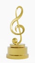 a golden musical note on a pedestal on a white background, award, a digital rendering, 3D illustration
