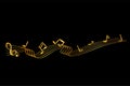 Golden Musical Note waving line, for your element design, at black background