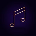 Gold musical sign icon. Vector illustration isolated on a blue background. School topics.