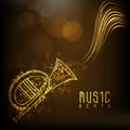 Golden musical trumpet with text. Royalty Free Stock Photo