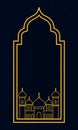 golden muslim mosque in frame