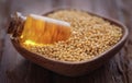 Golden Mustard with oil Royalty Free Stock Photo