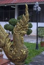 Naga at base of temple steps, Wat Chiang Man, Chiang Mai, Thailand