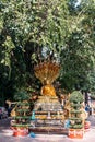 Golden Naga Buddha Statue in Laos Temple at Vientiane, Laos Royalty Free Stock Photo