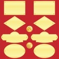 Golden nameplate set(vector, CMYK) Royalty Free Stock Photo