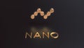 Nano cryptocurrency golden logo 3d illustration