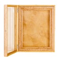 A golden natural color is an empty varnished wooden frame