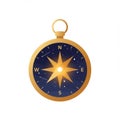 Golden Nautical Compass with Blue Starry Design on a White Background Royalty Free Stock Photo