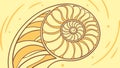 Golden Nautilus Shell Spiral Pattern for Abstract Design, vector design Generative AI Royalty Free Stock Photo