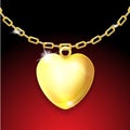 Golden necklace with glossy heart