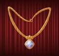 Golden Necklace and Pearl Pendant, Jewelry Vector