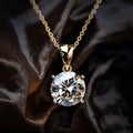 A golden necklace with sparkling diamond pendant generative AI