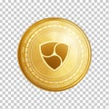 Golden NEM blockchain coin symbol.