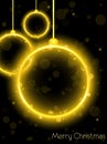 Golden Neon Christmas Ball on Black Royalty Free Stock Photo