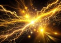 Golden Neon Lightning Flash An Abstract Glowing Background Featuring Dynamic Electric Energy Patterns for Creative Royalty Free Stock Photo