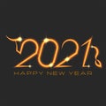 Golden neon ox symbol of 2021 chinese new year poster minimal style, glowing yellow sparks thin lines, logo bull silhouette