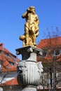 Golden neptune fountain