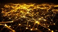 Golden Network Connection: Abstract Technology Background, Data Mesh, Blockchain, Artificial Intelligence Concept Royalty Free Stock Photo
