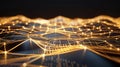 Golden Network: Data Connection, Blockchain Tech Background Royalty Free Stock Photo