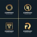 Golden new logo collection, letter, construction, business, finance, gold Premium Vector