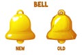 Golden new and old bells icons. Isolated object Royalty Free Stock Photo
