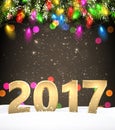 Golden 2017 New Year background.