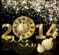 Golden New 2014 Year card Royalty Free Stock Photo