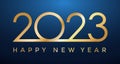 2023 golden New Year on dark blue background, Happy New Year decorative shiny design for award celebration - vector