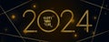 Golden New 2024 Year festive dark banner design