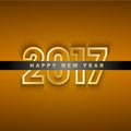 Golden 2017 New Year greeting card