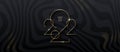 Golden 2022 New Year logo on black striped background with glitter gold. Holiday greeting card.