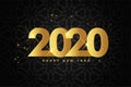 Golden 2020 new year premium black background design