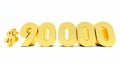 Golden ninety thousand dollars isolated on white background Royalty Free Stock Photo