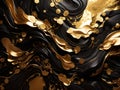 Golden Noir Symphony: Captivating Ebony & Gold Abstract Art