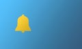 Golden notification bell on blue background