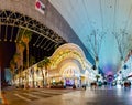 Golden nugget casino by night in Fremont street, the old part of Las Vegas, USA